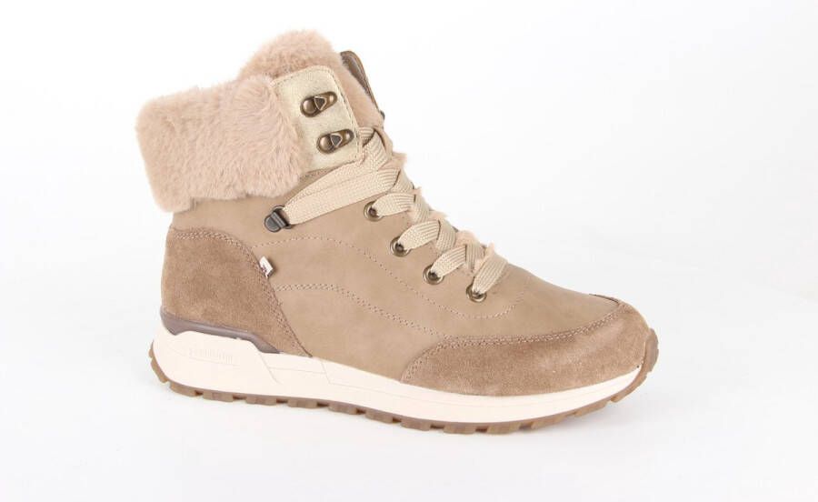 Rieker Warm Gevoerde Leren Veterschoenen Beige Dames