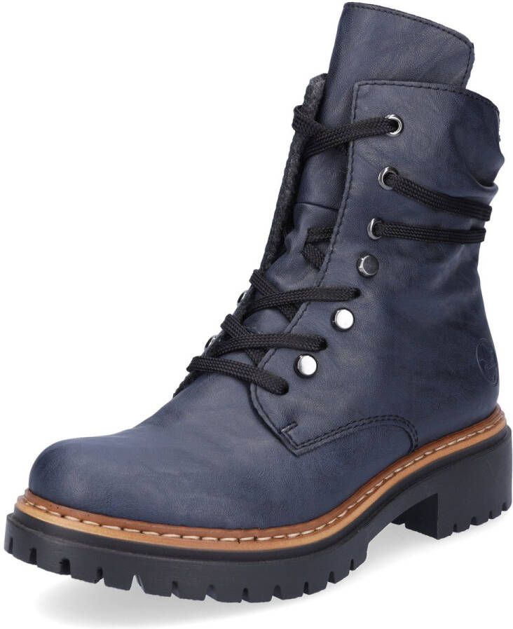Rieker Hoge veterschoenen enkellaarsjes profielzool blokhak met casual vetersluiting