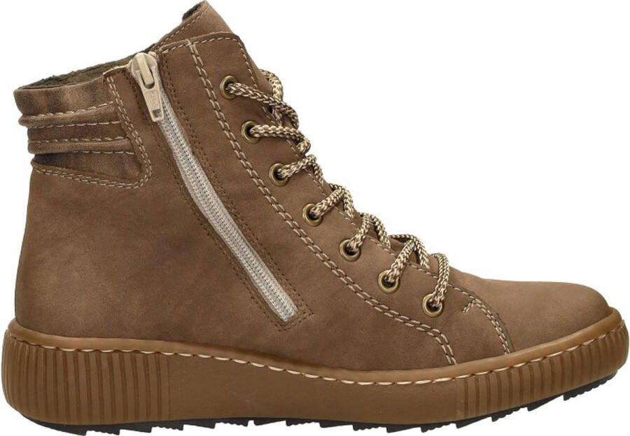 Rieker Comfortabele Taupe Veterschoen voor Dames Bruin Dames