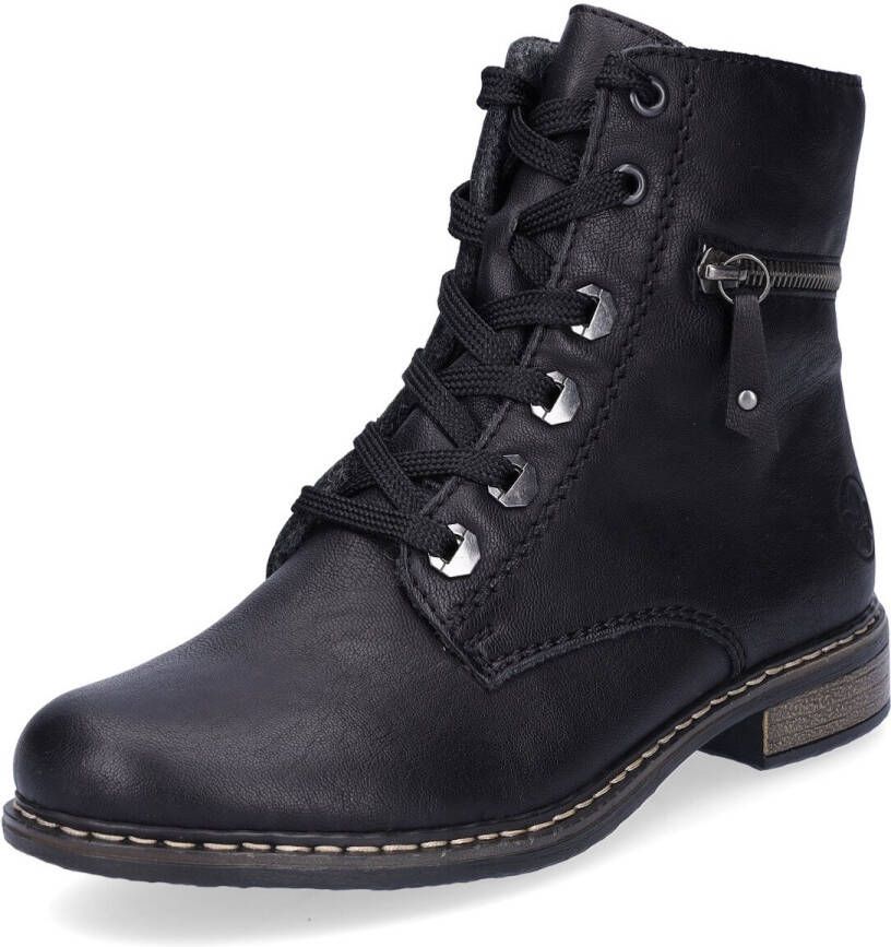 Rieker Hoge veterschoenen veterschoen blokhak met decoratieve rits aan de buitenkant