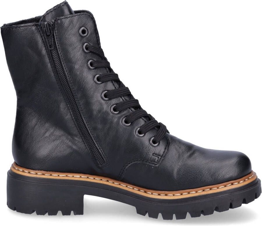 Rieker Veterlaarsjes veterschoenen blokhak binnenrits en klinknagelversiering