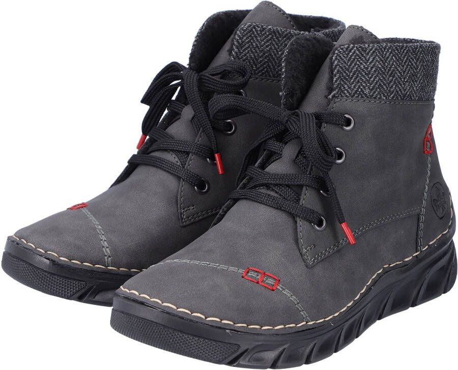 Rieker dames veterlaars enkellaars warme voering 55031-45 donkergrijs
