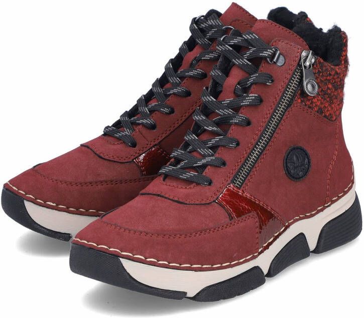 Rieker dames veterlaarzen warm gevoerd enkellaarsje 45960-35 rood