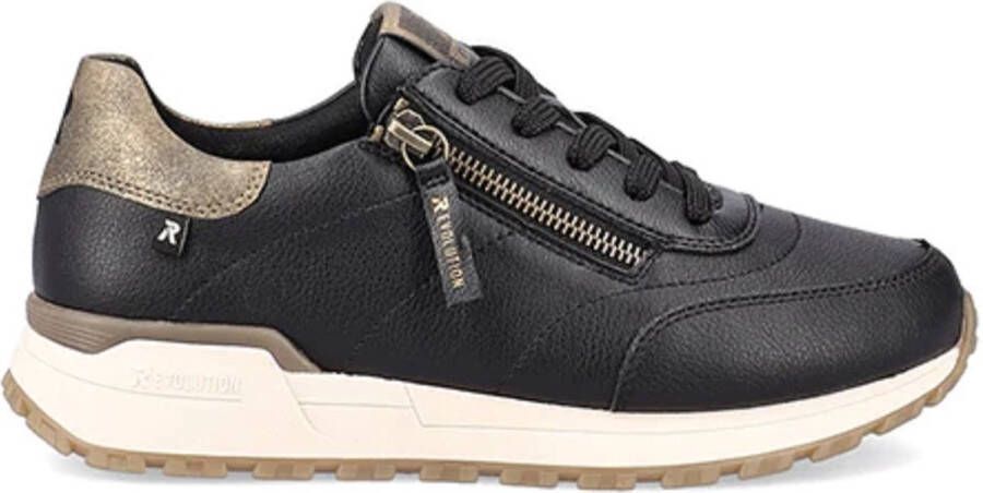 Rieker Metallic Gouden Sneaker met Comfortabele Pasvorm Zwart Dames