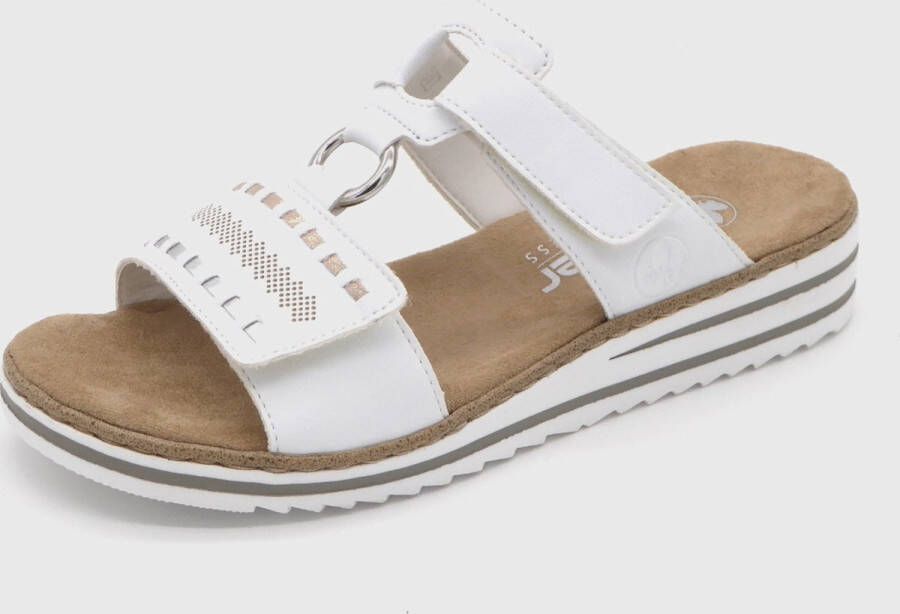 Rieker Slippers sleehak zomerschoen pantoffels met praktisch klittenband