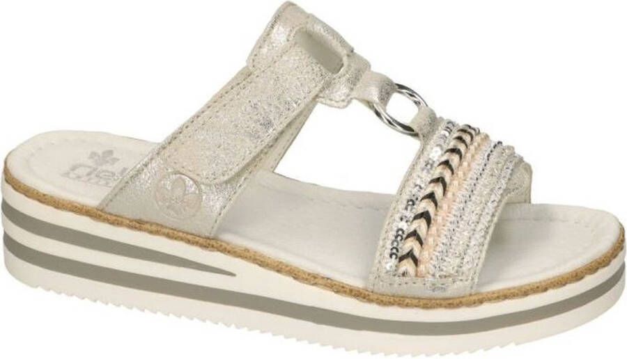 Rieker -Dames zilver slippers & muiltjes