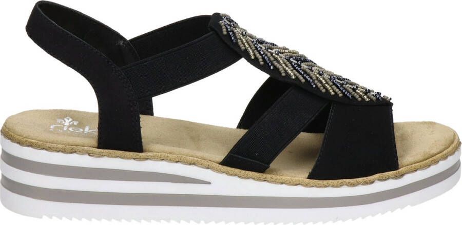 Rieker Sandaaltjes zomerschoen sandaal plateauhak met glinsterende strass-steentjes