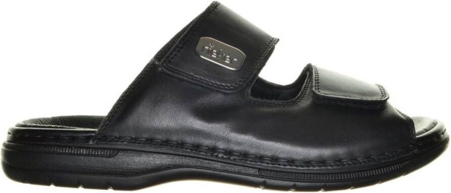 Rieker Geklede Zwarte Slipper Velcro In Leder