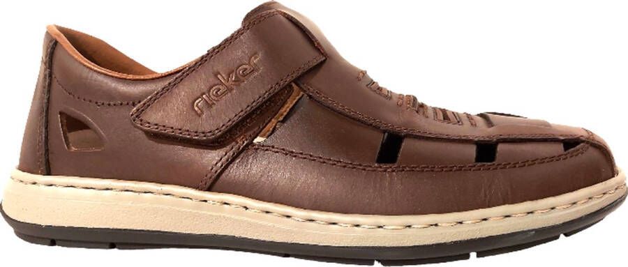 Rieker Bruine Leren Sandaal met Comfortabel Voetbed Brown Heren - Foto 5