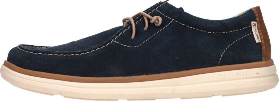 Rieker Comfortabele blauwe suède sneakers met extra veters Blue Heren