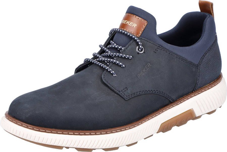 Rieker heren veterschoenen lage schoenen zakelijke schoenen leren schoenen B3360-14 blauw extra breed