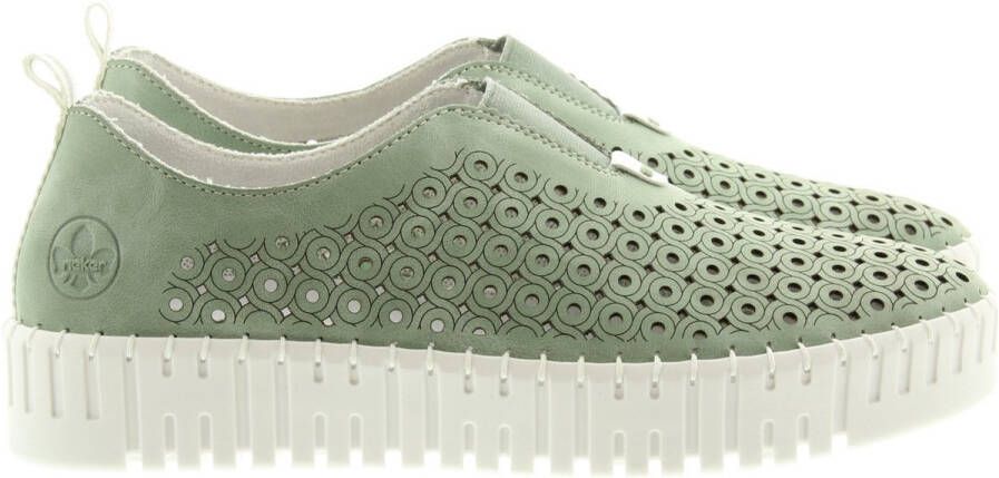 Rieker M8350-52 dames instappers sportief groen