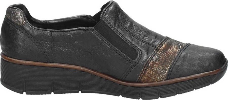 Rieker Blauwe Slip-On met Cognac Details Black Dames