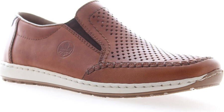 Rieker Instappers Slip-on sneaker instapschoen loafer met geperforeerde bovenkant