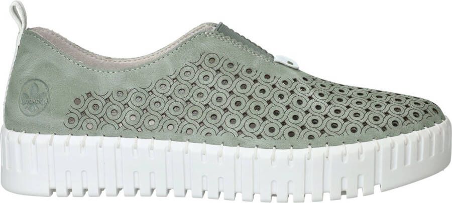 Rieker M8350-52 dames instappers sportief groen