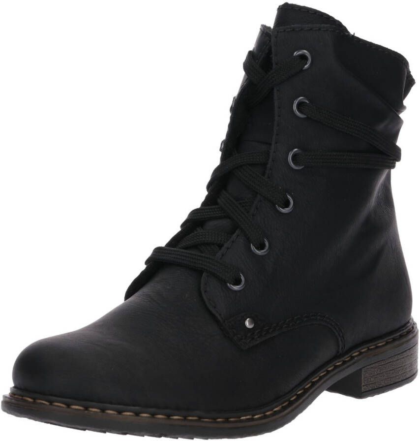 Rieker Hoge veterschoenen enkellaars blokhak met subtiele vetersluiting