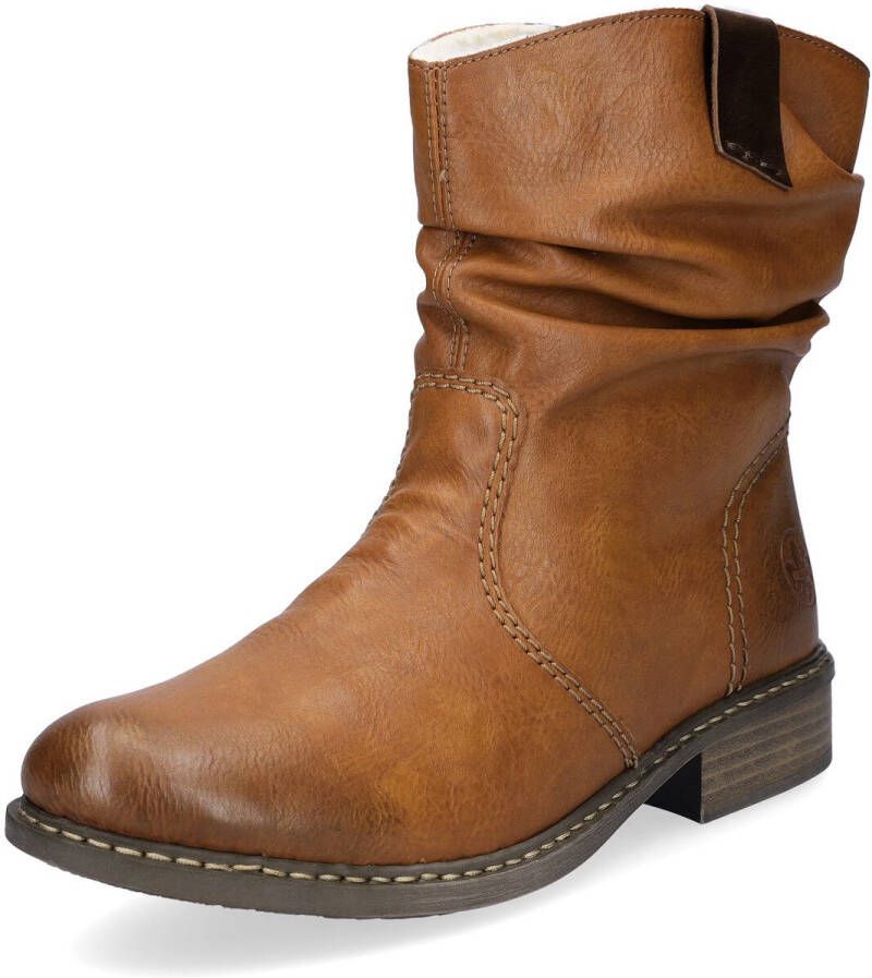 Rieker Winterlaarzen winterankle boots blokhak warme voering geraffte slouchy schacht