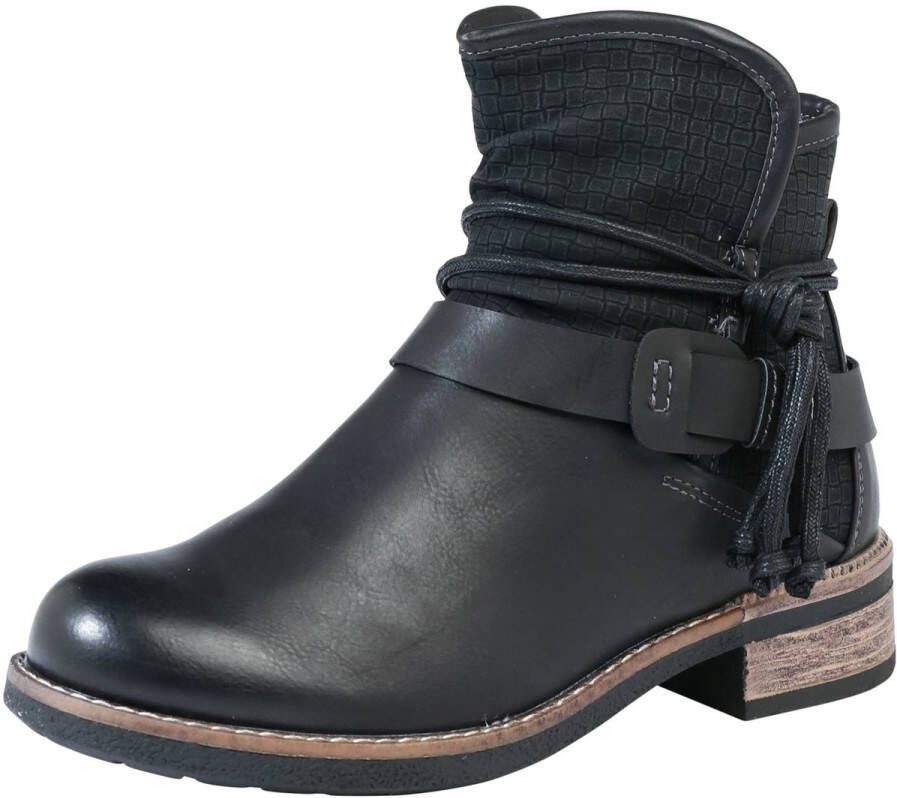 Rieker Winterlaarzen winterankle boots blokhak warme voering met decoratieve banden