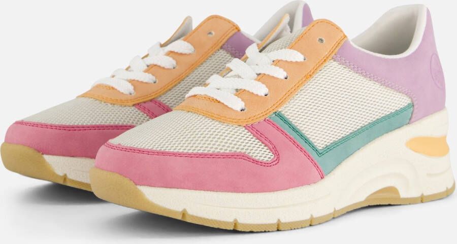Rieker Sneakers met sleehak Vegan verwijderbare zachte inlegzool vrijetijdsschoen halfschoen veterschoen