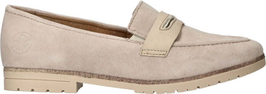 Rieker Beige Suède Loafer met Leren Voetbed Beige Dames