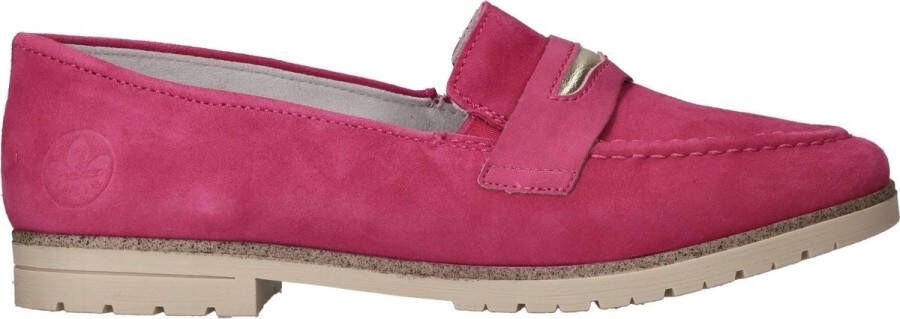 Rieker Fuchsia Suède Loafer met Leren Voetbed Pink Dames