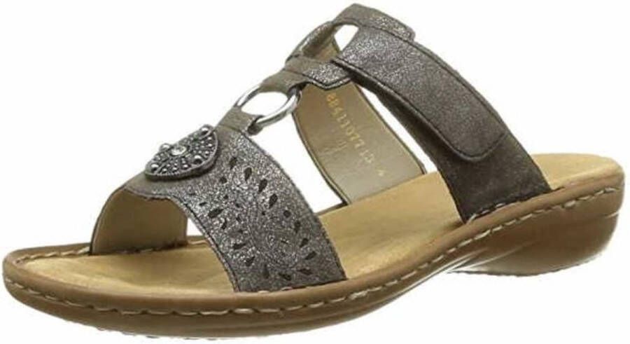 Rieker Slippers sleehak zomerschoen pantoffels met juwelenapplicatie