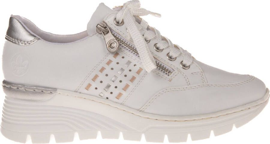 Rieker Sneakers met sleehak met zij vlechtopeningen vrijetijdsschoen lage schoen veterschoen