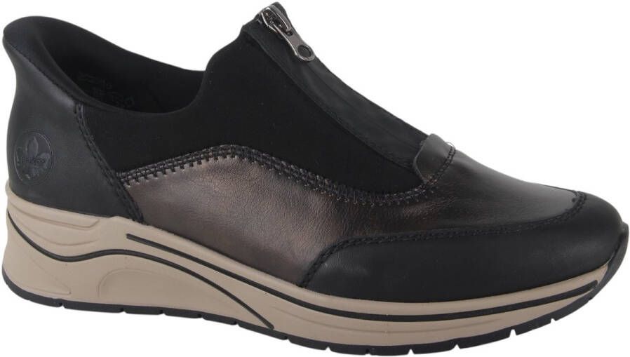 Rieker N9553-25 dames instappers sportief zwart