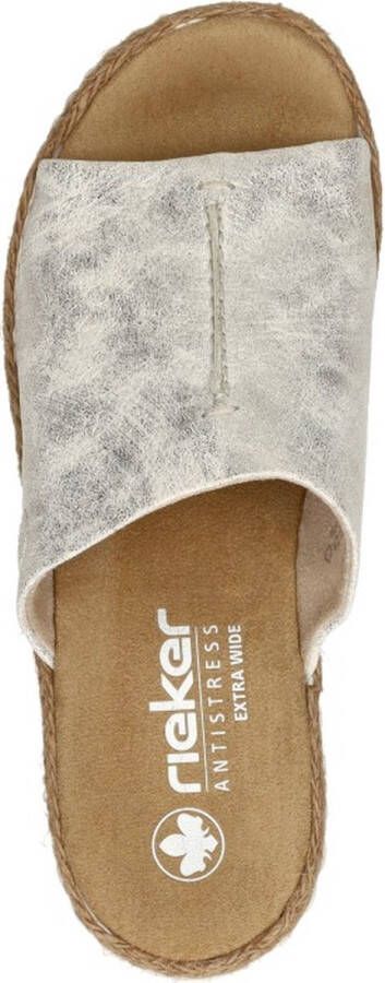 Rieker Slippers sleehak zomerschoen slippers met jute-omranding aan de loopzool