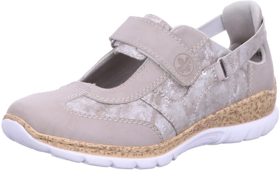 Rieker Klittenbandschoenen slipper lage schoen vrijetijdsschoen sneaker sleehak in kurklook