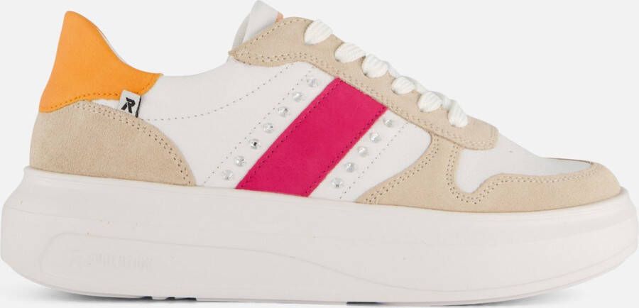 Rieker Witte Leren Sneakers met Glamoureuze Stenen Multicolor Dames