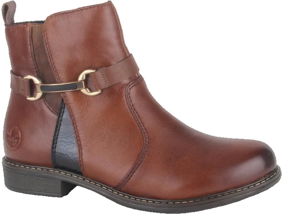 Rieker art. 74856-22 bruine leren enkellaars dames
