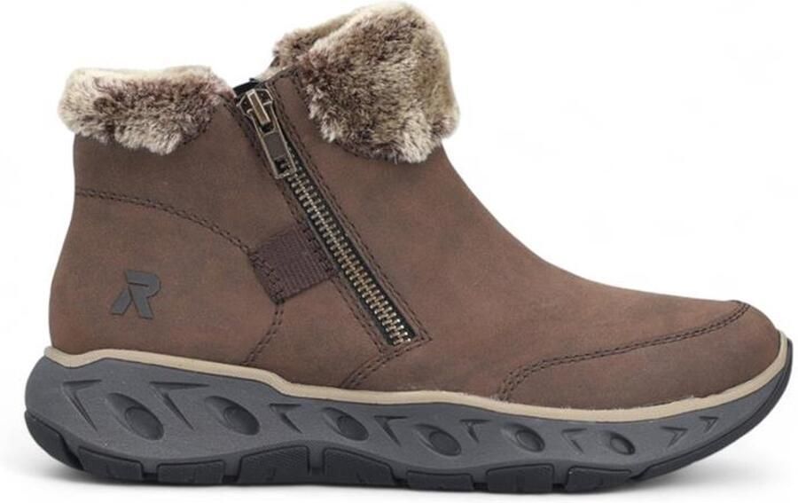 Rieker -art M6560 25-enkellaars-bruin-dames-gevoerd-rits