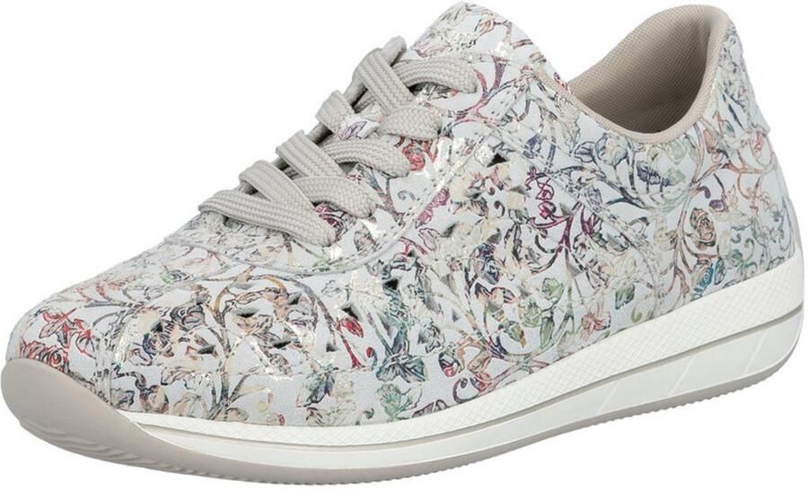 Rieker art. N1114 90 beige dames sneaker veterschoen