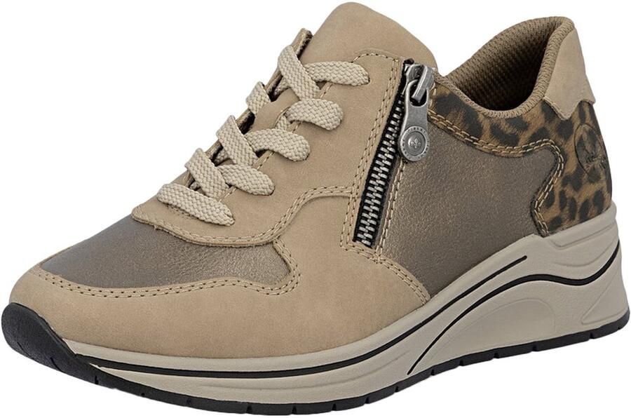 Rieker art N9503-20 sneaker zand dames veter rits H leest