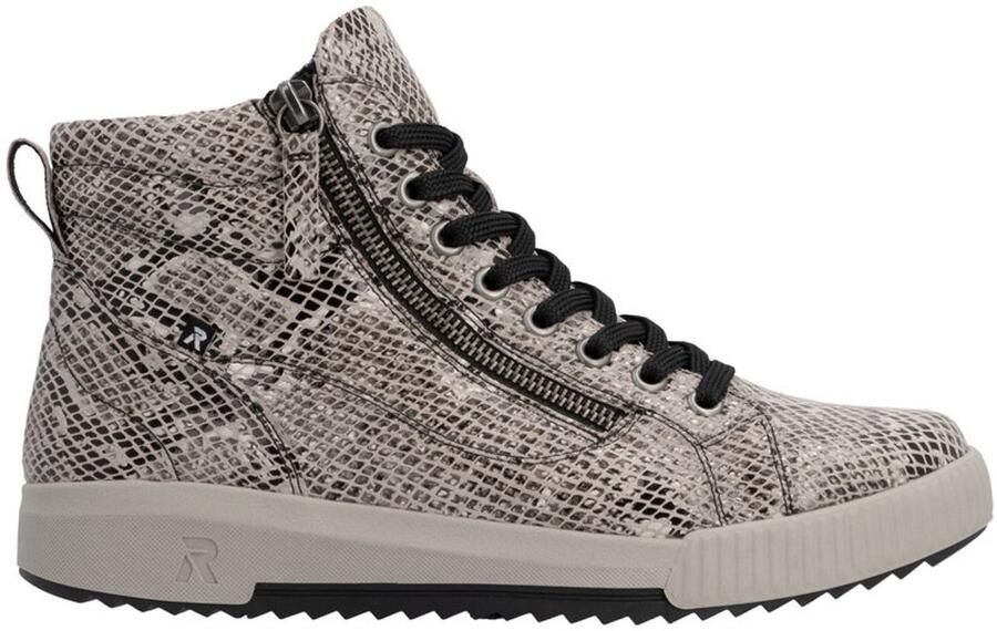 Rieker art W0164-64 beige combi print dames veter rits