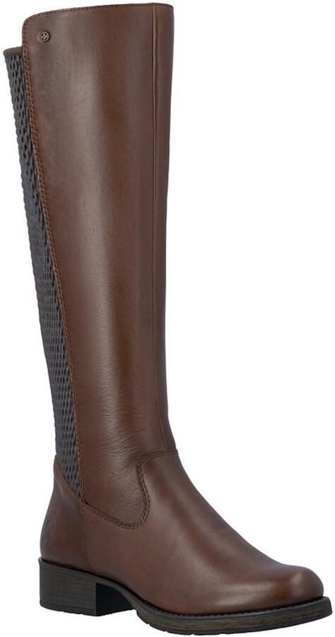 Rieker art Z9591 29 bruin leer stretch kuit rits dames
