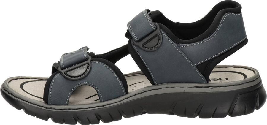 Rieker Zwarte synthetische sliders met comfortabel voetbed en klittenbandsluiting Black