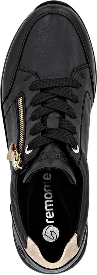 Remonte Sneakers met sleehak vrijetijdsschoen lage schoen veterschoen met goudkleurige logo-hanger