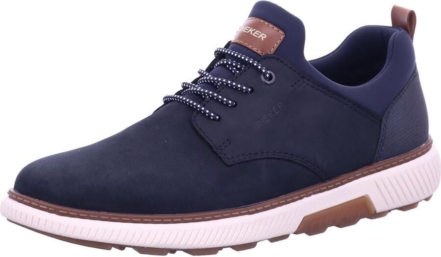 Rieker heren veterschoenen lage schoenen zakelijke schoenen leren schoenen B3360-14 blauw extra breed