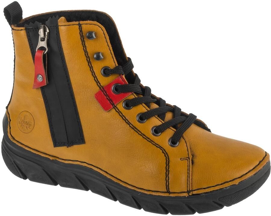Rieker Winterlaarzen Veterenkellaars veterboots warmvoering met aantreklus