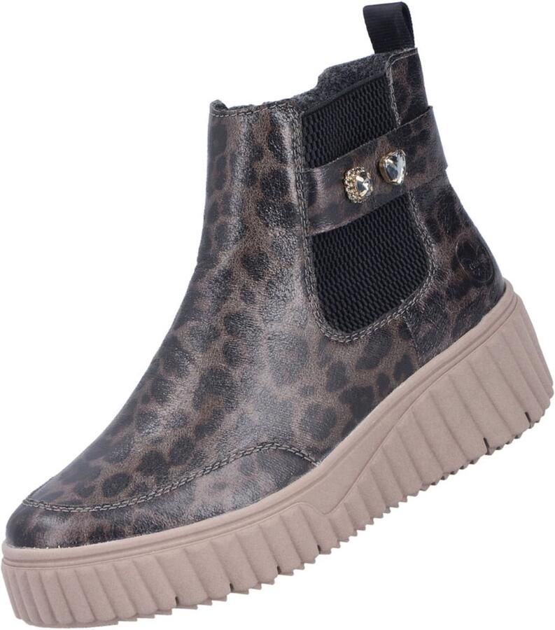 Rieker Chelsea-laarzen voor dames luipaardprint grijs