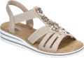 Rieker Sandalen zomerschoen sandaal sleehak met zomerse versiering - Beige