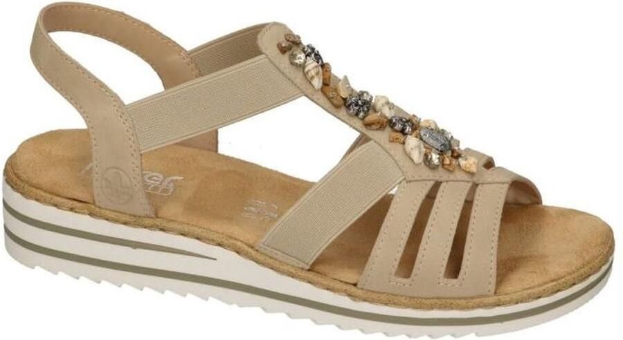 Rieker Sandalen zomerschoen sandaal sleehak met zomerse versiering