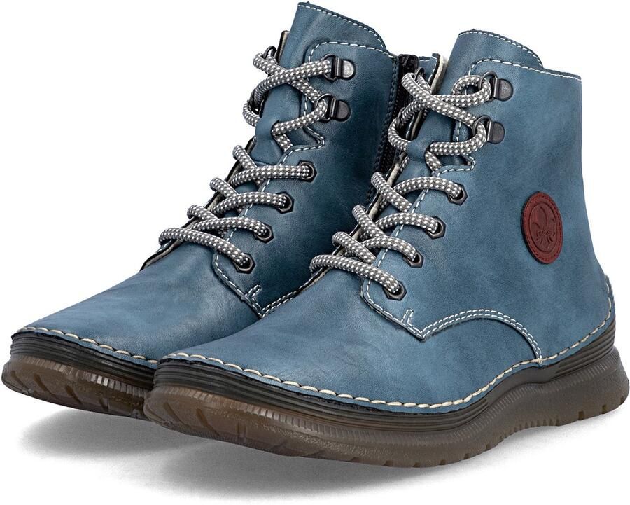 Rieker Dames 53632 14 Veterlaarzen Sleehak Blauw - Foto 2