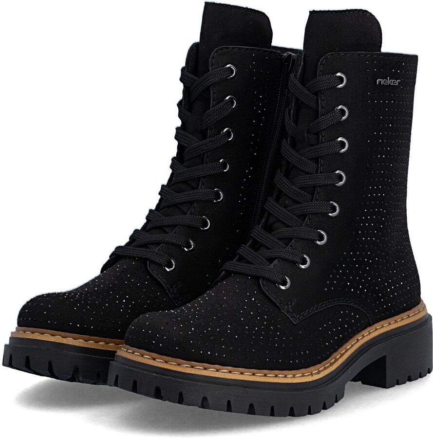 Rieker Dames 72609 00 Biker Boots Textiel Zwart
