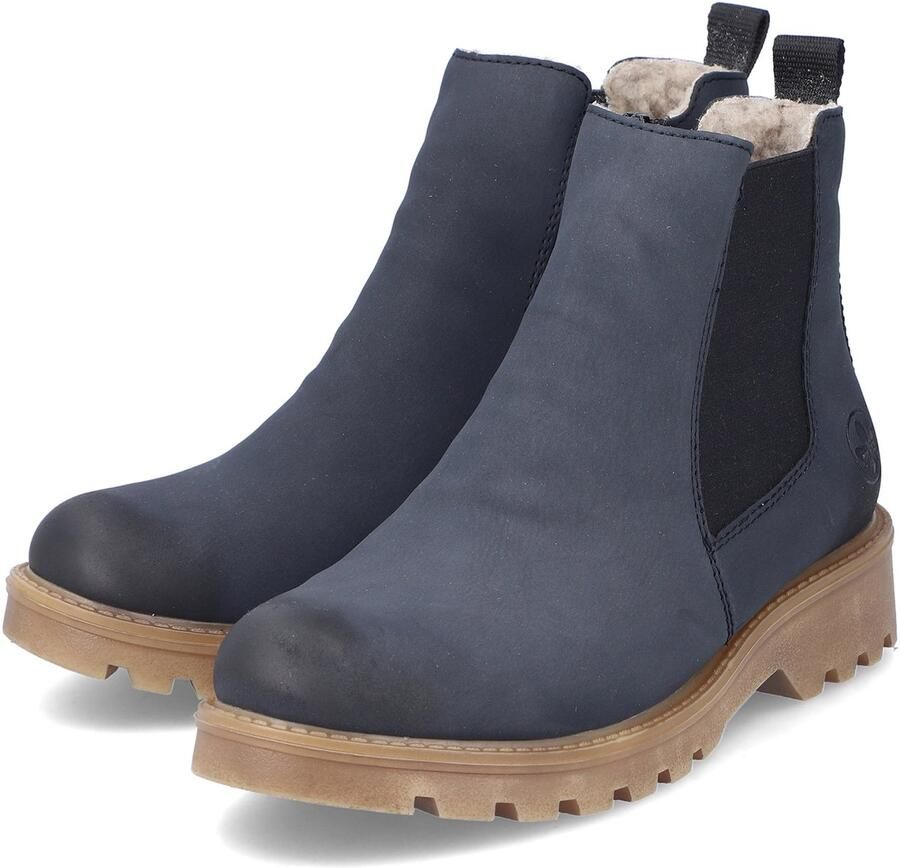 Rieker Chelsea-boots instappers enkellaars blokhak met knusse warme voering