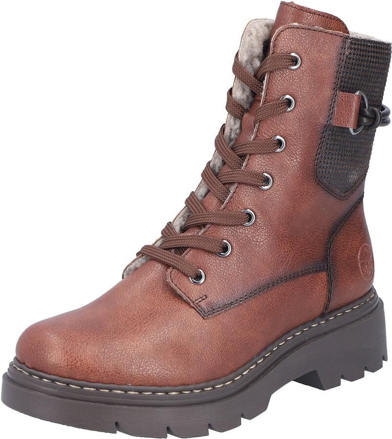 Rieker Dames 76724 Biker Boots Veterlaarzen Blokhak Bruin