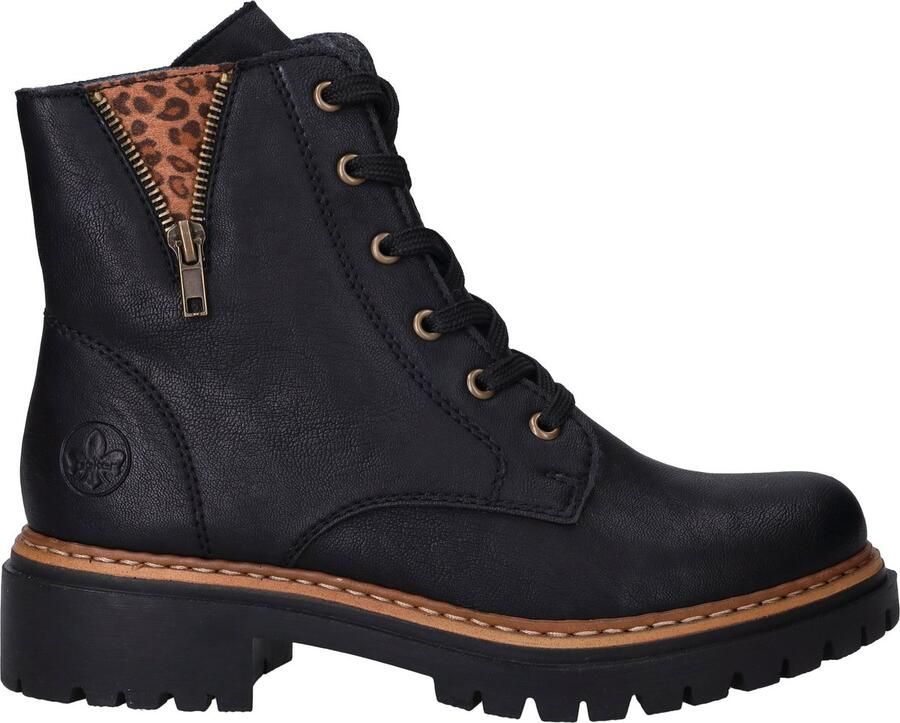 Rieker Veterlaarsjes lace-up boots block heel with practical inner zipper