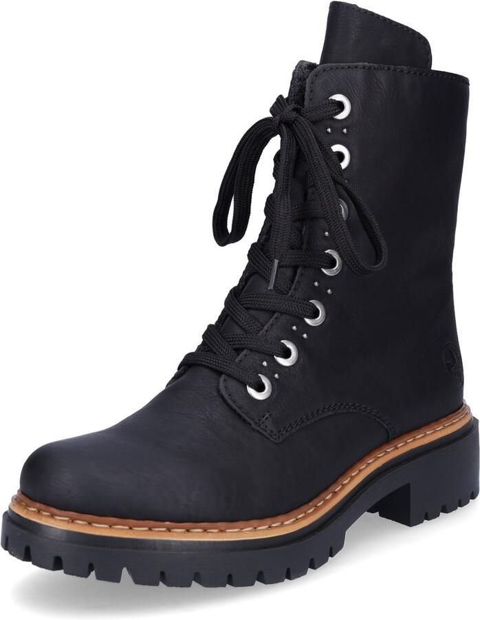 Rieker dames bikerboots enkellaars 72612-00 zwart